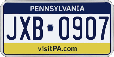 PA license plate JXB0907