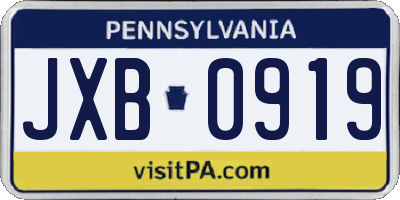 PA license plate JXB0919