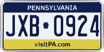 PA license plate JXB0924