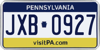 PA license plate JXB0927