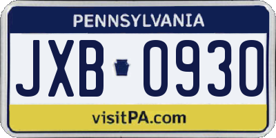 PA license plate JXB0930