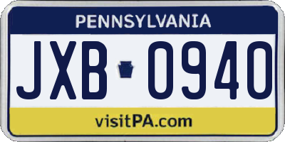 PA license plate JXB0940