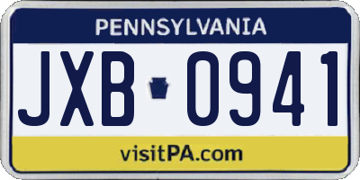 PA license plate JXB0941