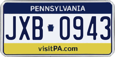 PA license plate JXB0943