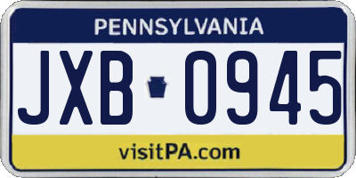 PA license plate JXB0945