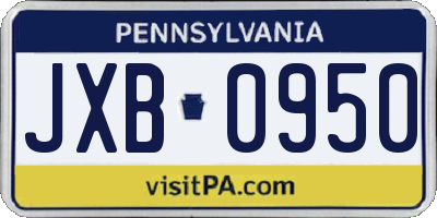 PA license plate JXB0950