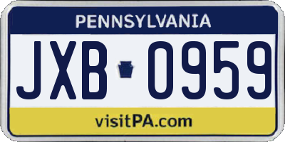 PA license plate JXB0959