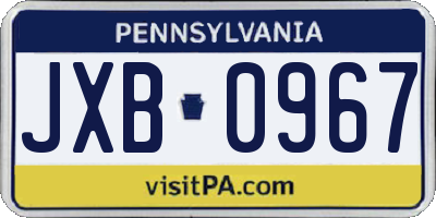 PA license plate JXB0967