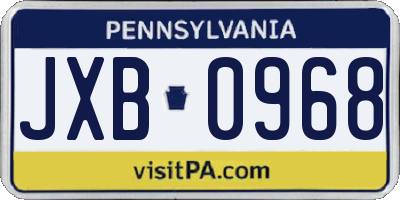 PA license plate JXB0968
