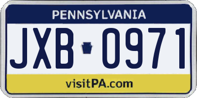 PA license plate JXB0971