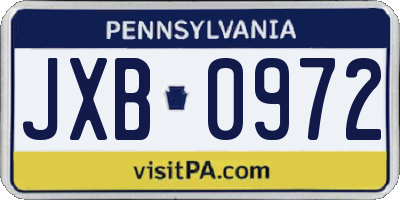 PA license plate JXB0972