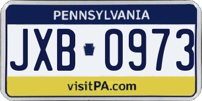 PA license plate JXB0973