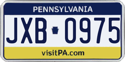 PA license plate JXB0975