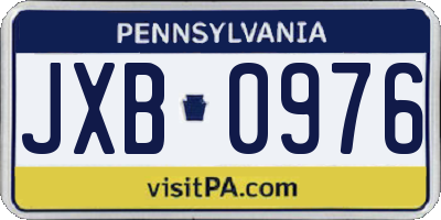 PA license plate JXB0976