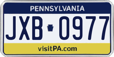 PA license plate JXB0977
