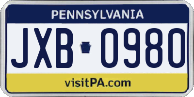 PA license plate JXB0980