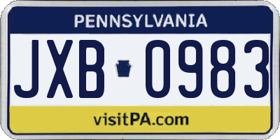 PA license plate JXB0983