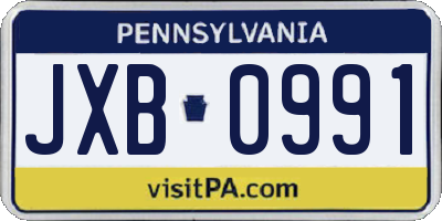 PA license plate JXB0991