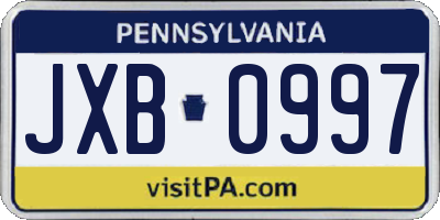 PA license plate JXB0997