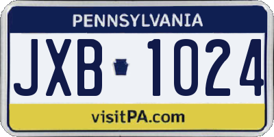 PA license plate JXB1024