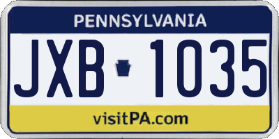 PA license plate JXB1035