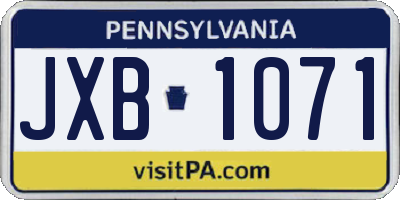PA license plate JXB1071