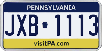 PA license plate JXB1113