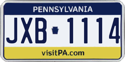 PA license plate JXB1114
