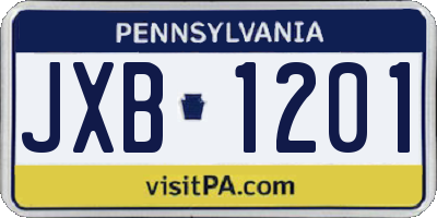 PA license plate JXB1201