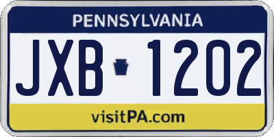 PA license plate JXB1202