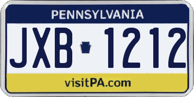 PA license plate JXB1212