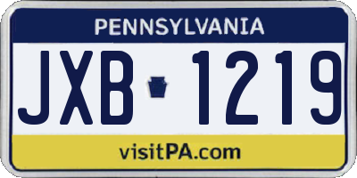 PA license plate JXB1219
