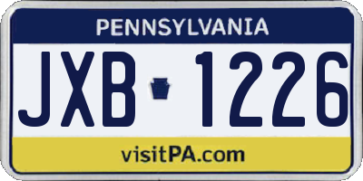 PA license plate JXB1226