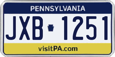 PA license plate JXB1251