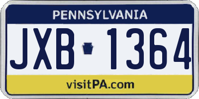 PA license plate JXB1364