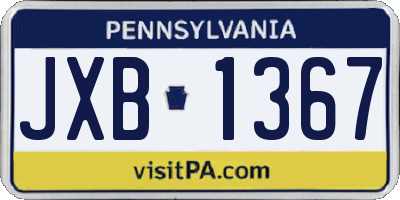 PA license plate JXB1367