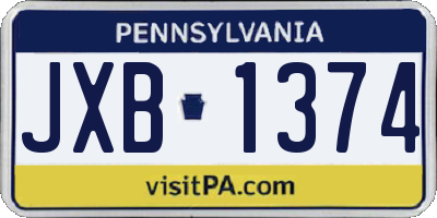 PA license plate JXB1374
