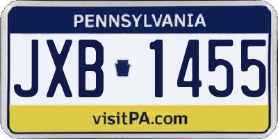 PA license plate JXB1455