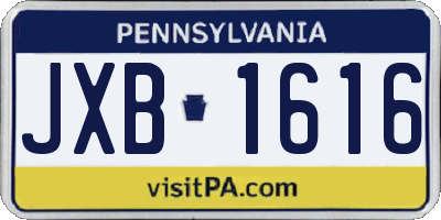 PA license plate JXB1616