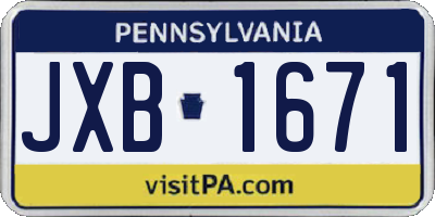 PA license plate JXB1671