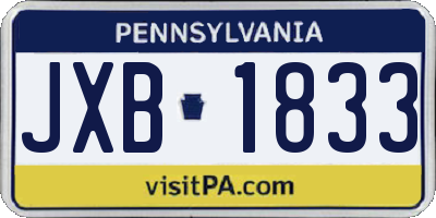PA license plate JXB1833