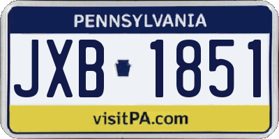 PA license plate JXB1851