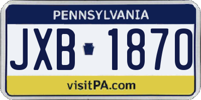 PA license plate JXB1870