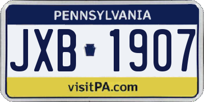 PA license plate JXB1907