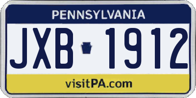 PA license plate JXB1912