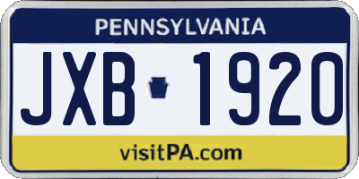 PA license plate JXB1920
