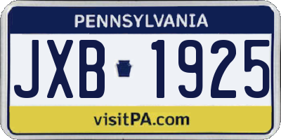 PA license plate JXB1925