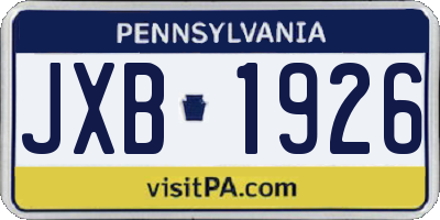 PA license plate JXB1926
