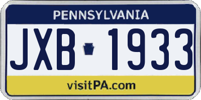 PA license plate JXB1933