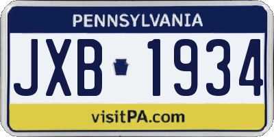 PA license plate JXB1934